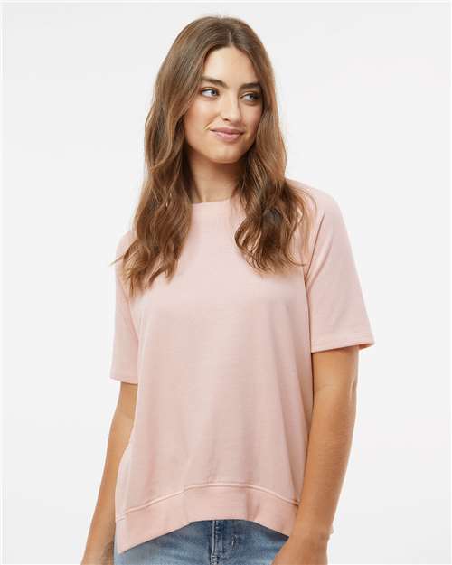 Women's French Terry Short Sleeve Crewneck Pullover