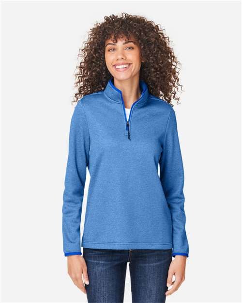 CORE365 Women's Venture Heathered Stripe Quarter-Zip Pullover CE73W