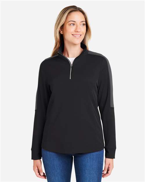 CORE365 Women's Market Snag Protect Mesh Colorblock Quarter-Zip Pullover CE404W