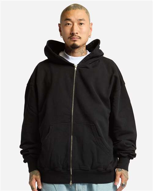 Shaka Wear Unisex Max Heavy Garment-Dyed Full-Zip Hoodie Sweatshirt SHGMZ