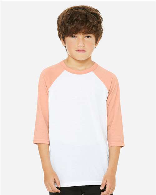 BELLA + CANVAS Youth Three-Quarter Sleeve Baseball Tee 3200Y