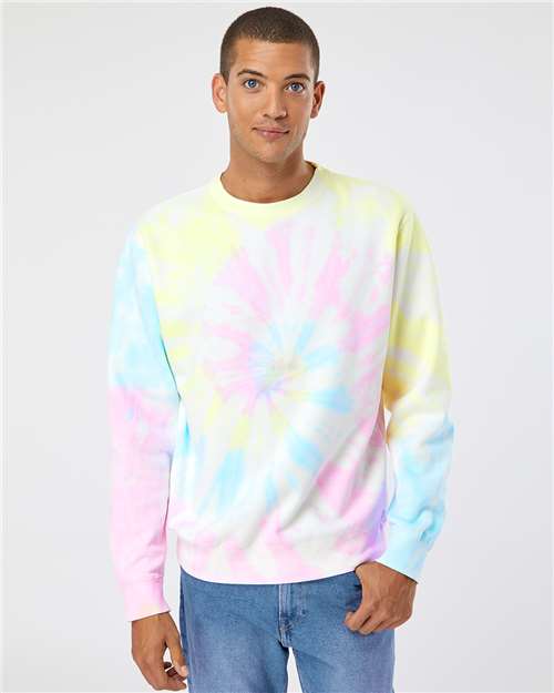 Independent Trading Co. Unisex Midweight Tie-Dyed Crewneck Sweatshirt PRM3500TD