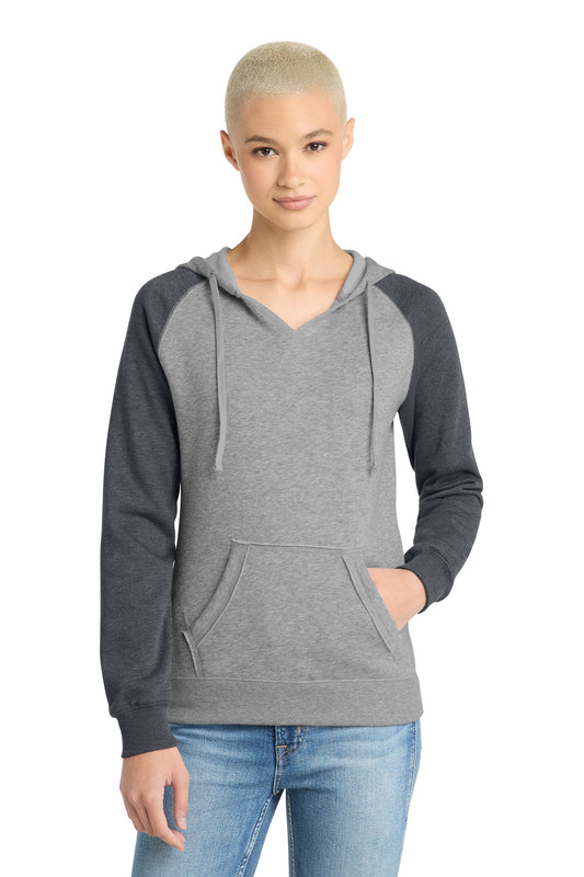 District ® Women's Lightweight Fleece Raglan Hoodie. DT296