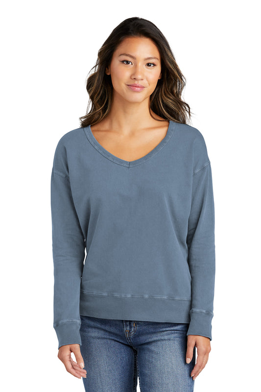 Port & Co ™ Women's Beach Wash ® Garment-Dyed V-Neck Sweatshirt LPC098V
