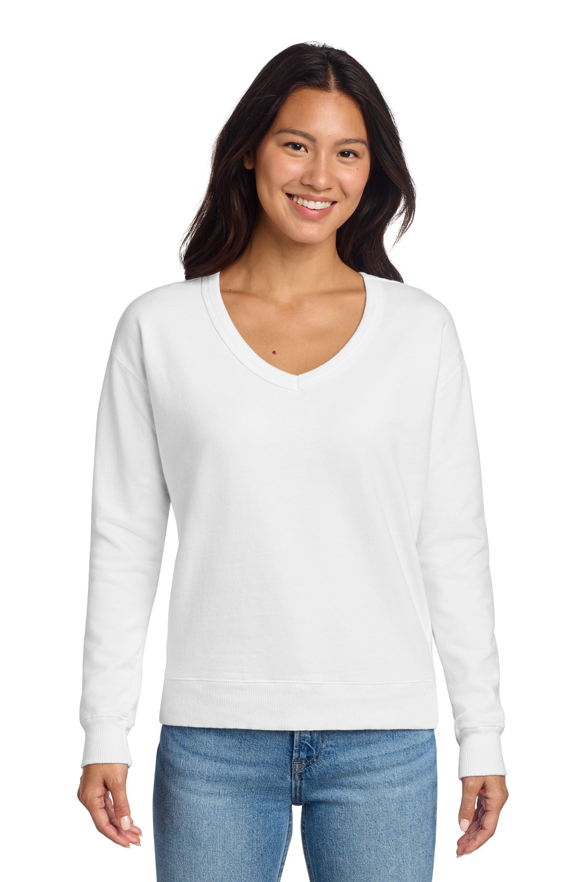 Port & Co ™ Women's Beach Wash ® Garment-Dyed V-Neck Sweatshirt LPC098V