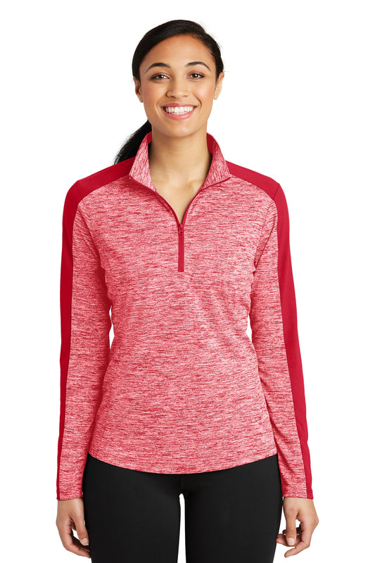 Sport-Tek ® Women's PosiCharge ® Electric Heather Colorblock 1/4-Zip Pullover. LST397