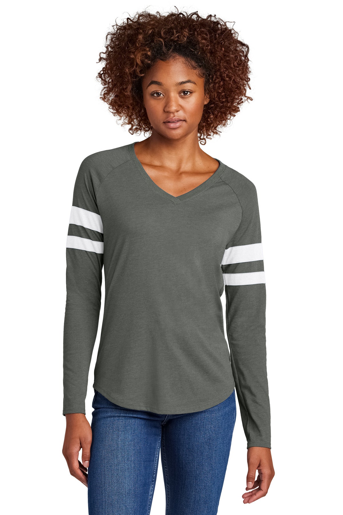 Sport-Tek ® Women's Halftime Stripe Long Sleeve V-Neck Tee LST6043