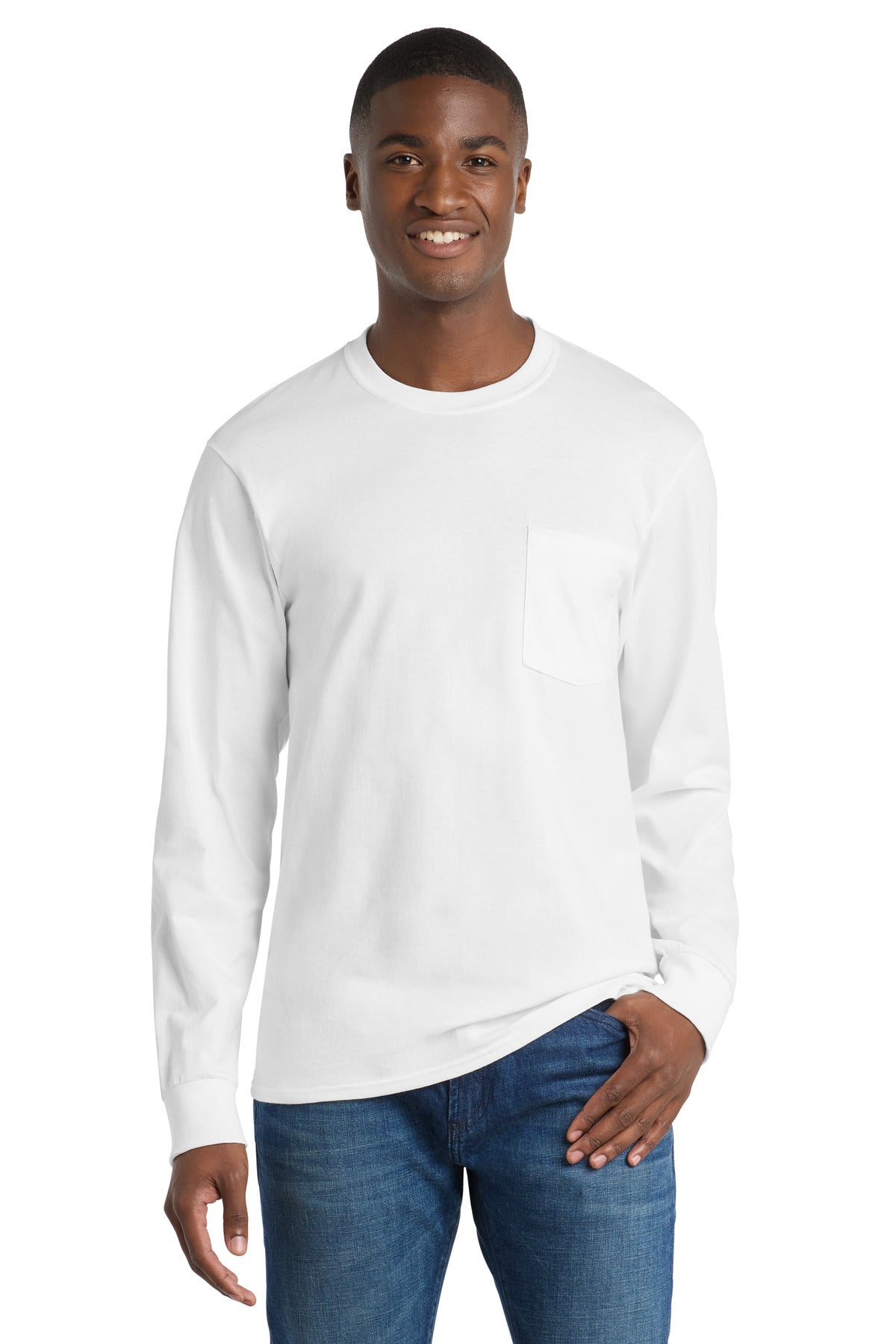 Port & Co ™ Tall Long Sleeve Essential Pocket Tee. PC61LSPT