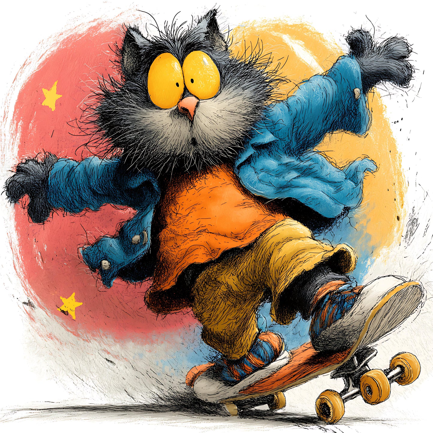 Skateboarding Cat 01