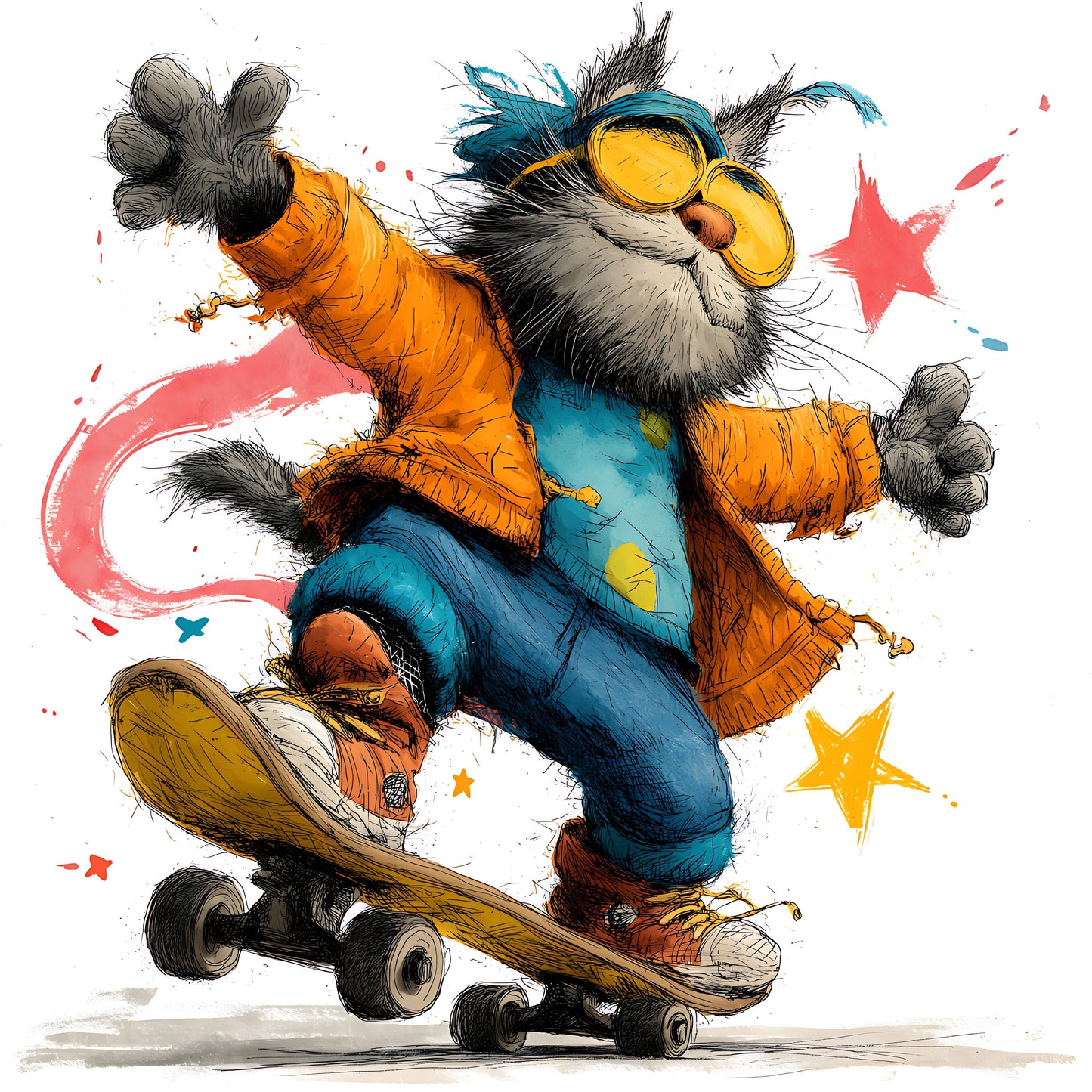 Skateboarding Cat 12