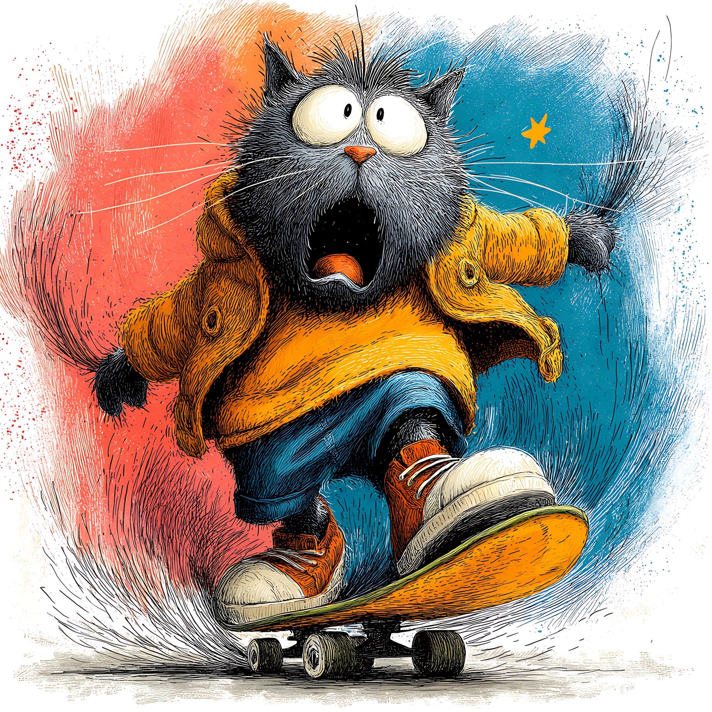 Skateboarding Cat 02