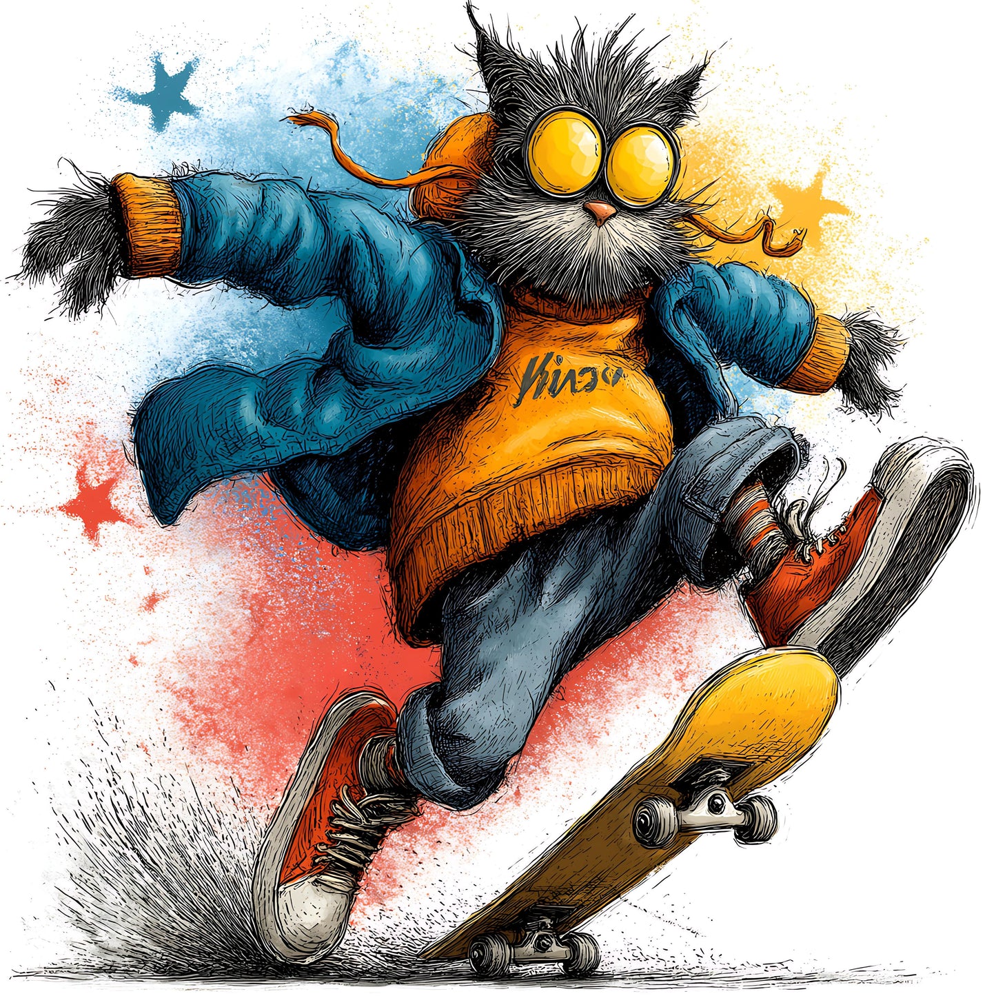 Skateboarding Cat 04