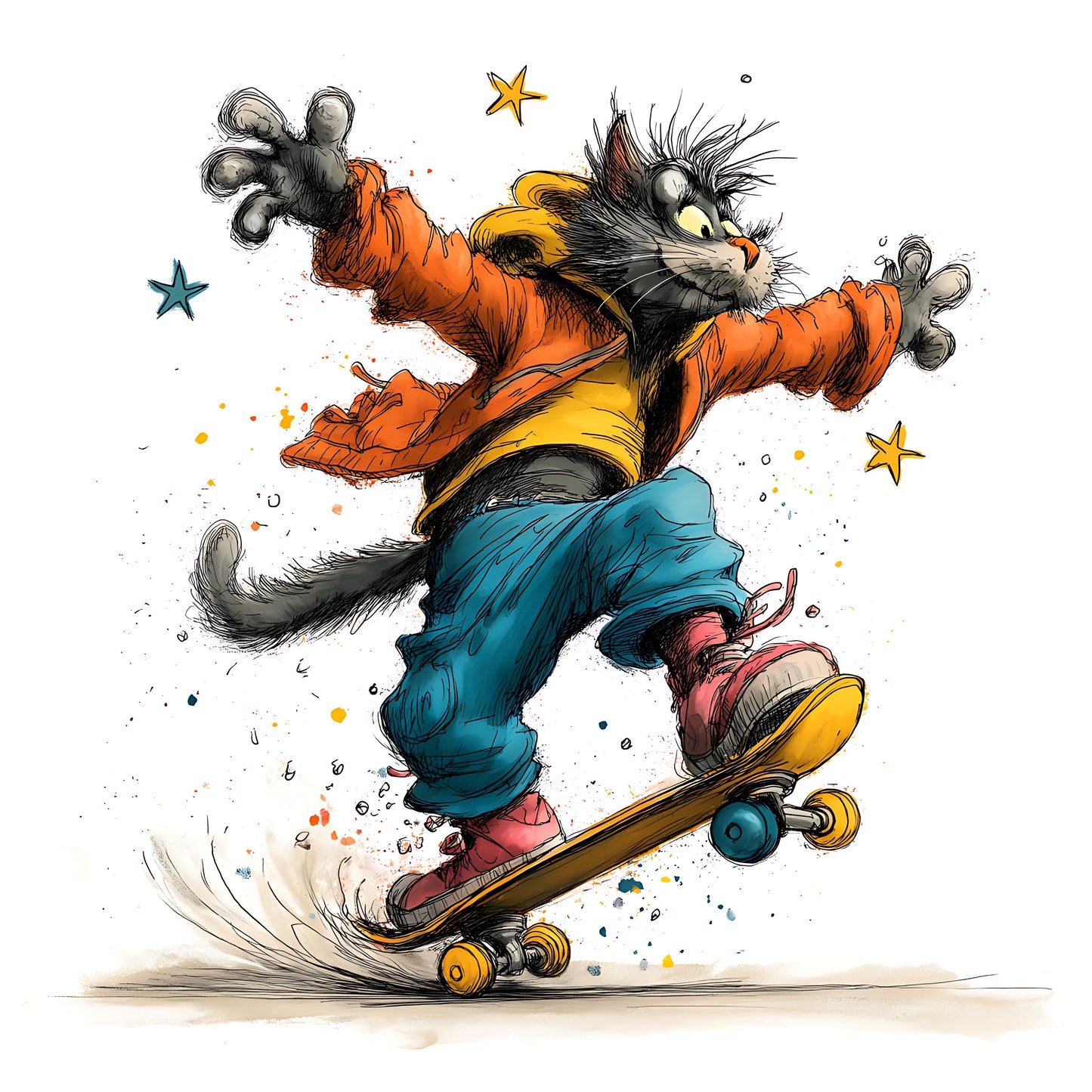 Skateboarding Cat 05