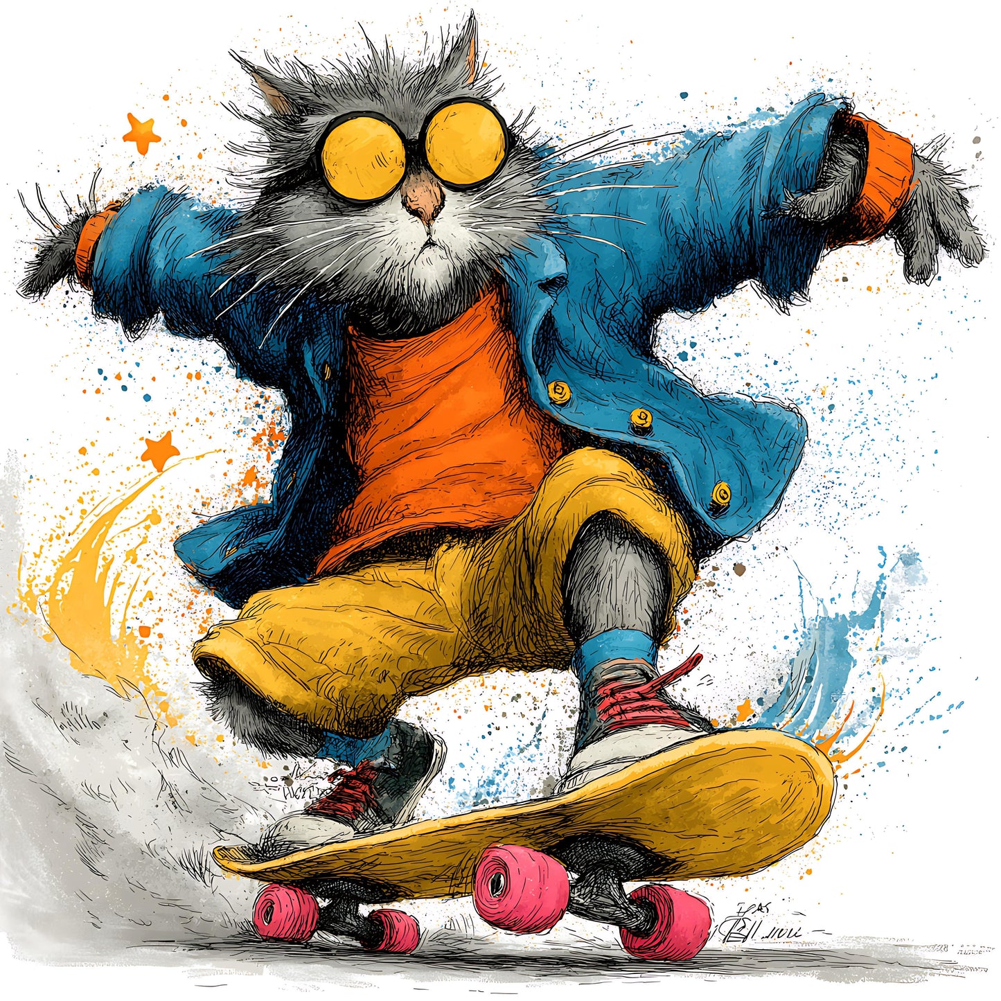 Skateboarding Cat 06