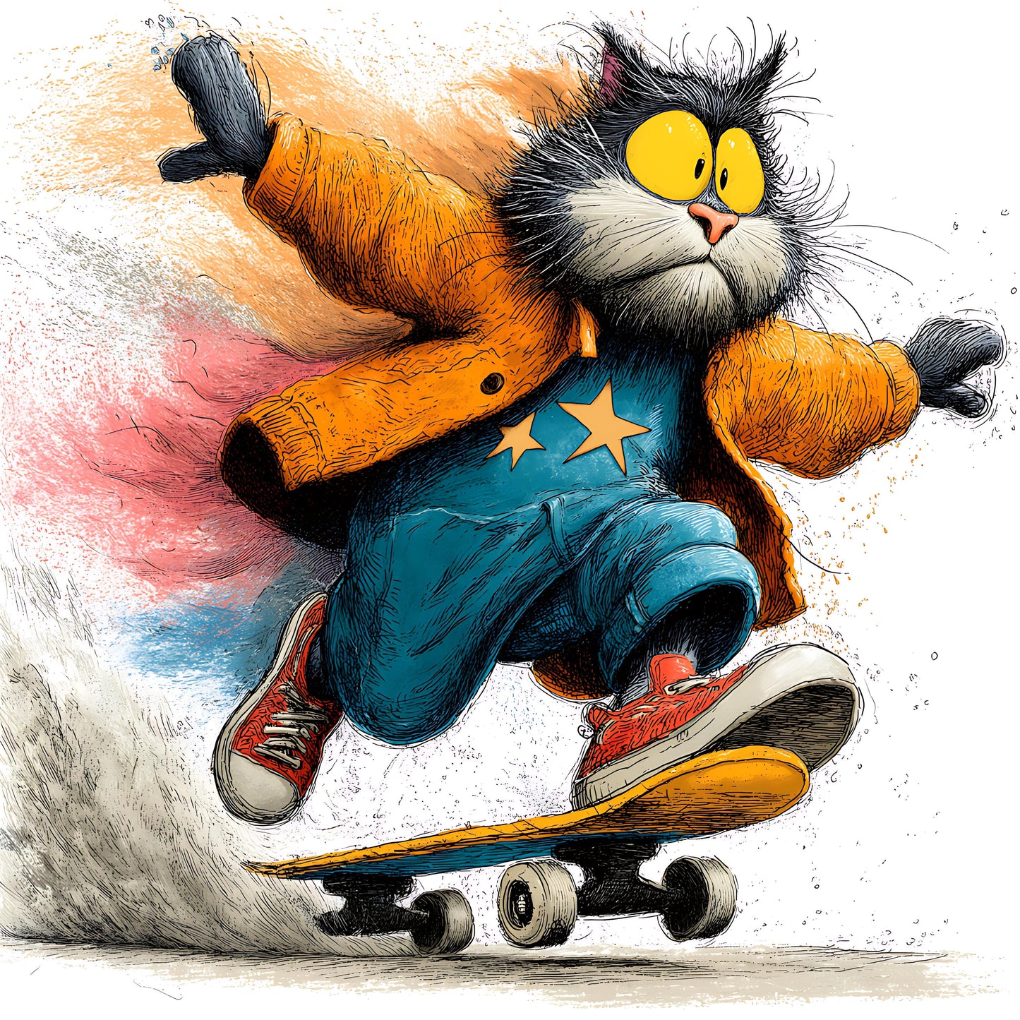 Skateboarding Cat 08