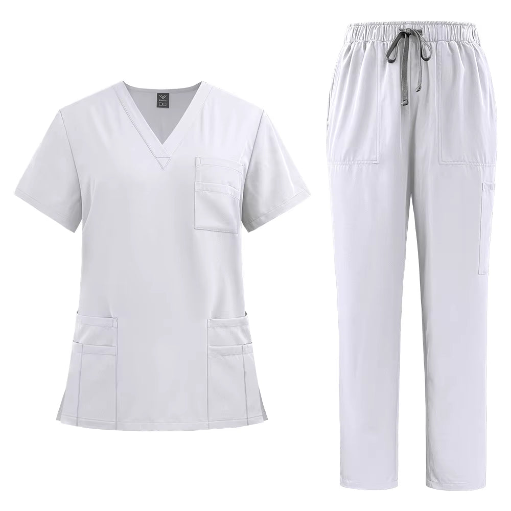 Törst - New V-Neck Split-Style Medical Scrubs Set with Straight-Leg Pants and Pockets