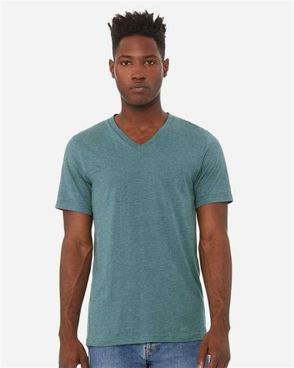 Unisex Heather CVC V-Neck Tee - Athletic Heather
