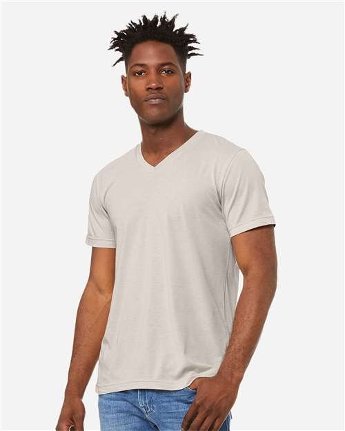 Unisex Heather CVC V-Neck Tee - Athletic Heather
