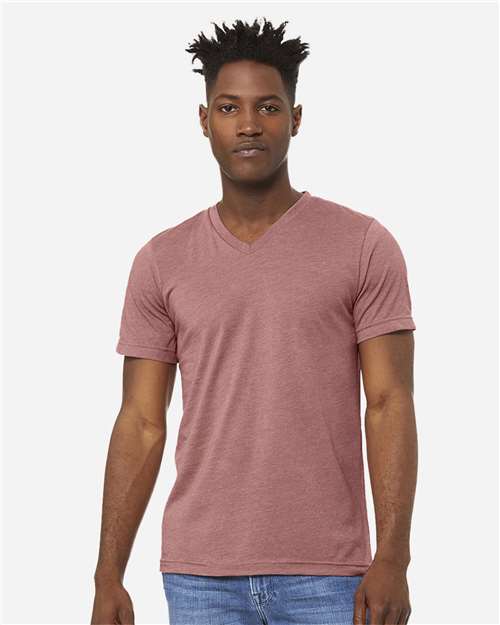 Unisex Heather CVC V-Neck Tee - Athletic Heather