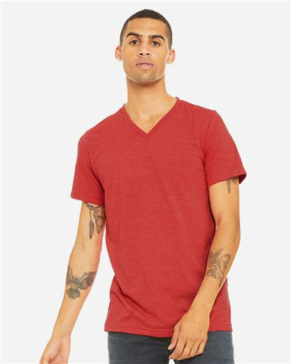 Unisex Heather CVC V-Neck Tee - Athletic Heather