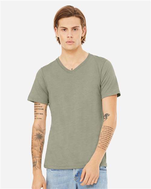 Unisex Heather CVC V-Neck Tee - Athletic Heather