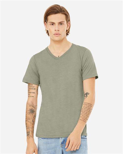 Unisex Heather CVC V-Neck Tee - Athletic Heather