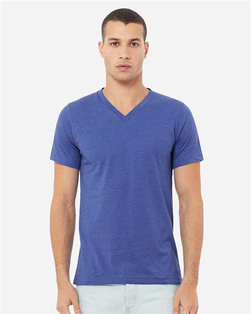 Unisex Heather CVC V-Neck Tee - Athletic Heather