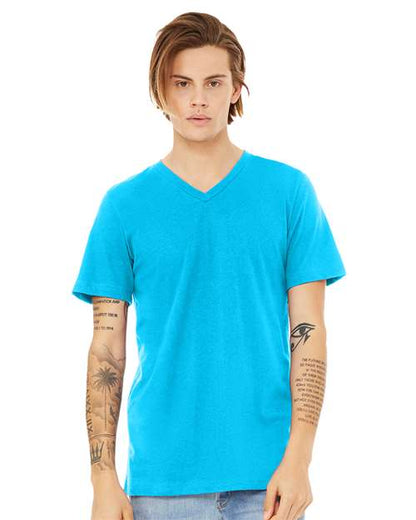 Unisex Heather CVC V-Neck Tee - Athletic Heather