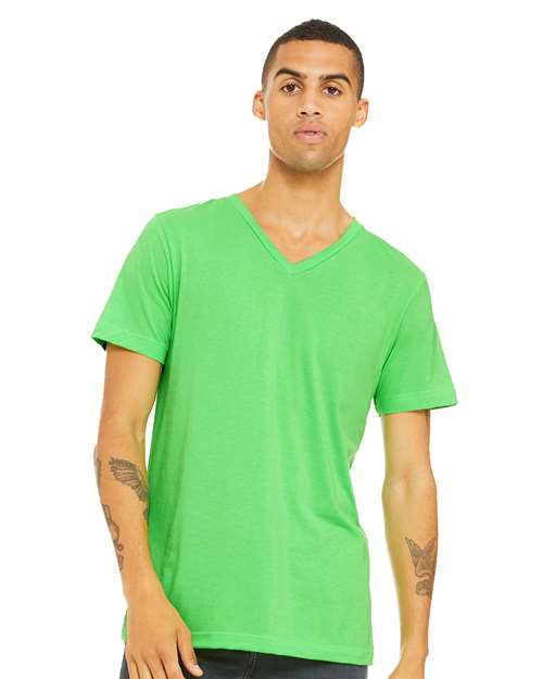 Unisex Heather CVC V-Neck Tee - Athletic Heather