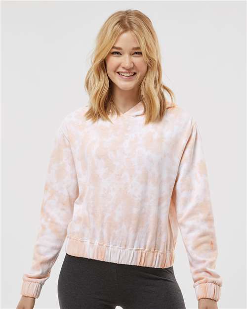 Women's Sueded Fleece Tie-Dyed Crop Hooded Sweatshirt