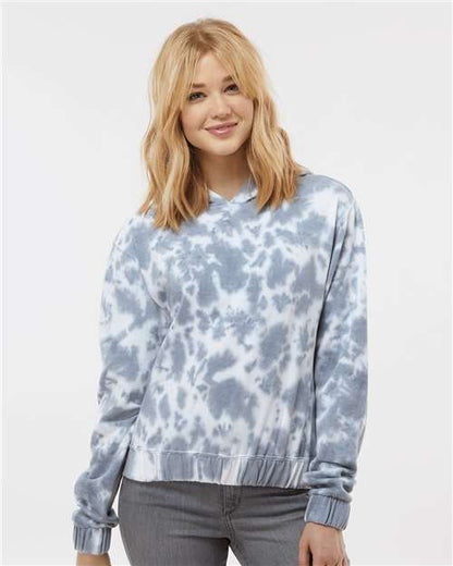 Women's Sueded Fleece Tie-Dyed Crop Hooded Sweatshirt