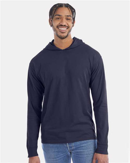 Unisex Garment-Dyed Jersey Hooded Long Sleeve T-Shirt