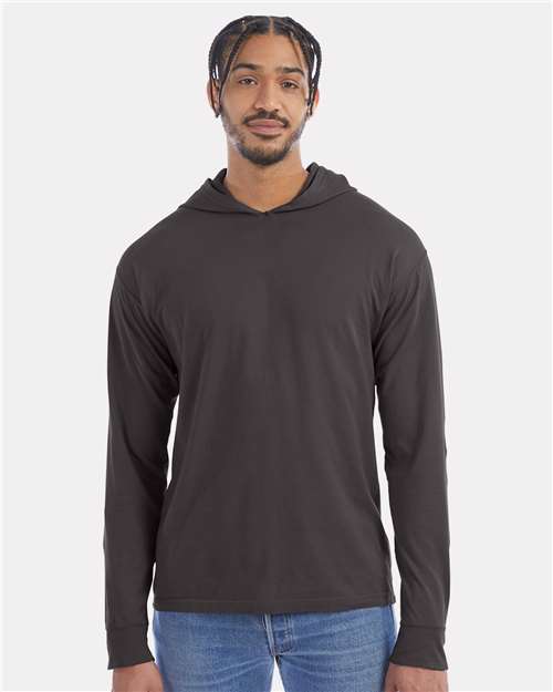 Unisex Garment-Dyed Jersey Hooded Long Sleeve T-Shirt