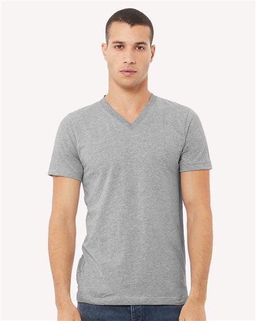 Unisex Heather CVC V-Neck Tee - Athletic Heather