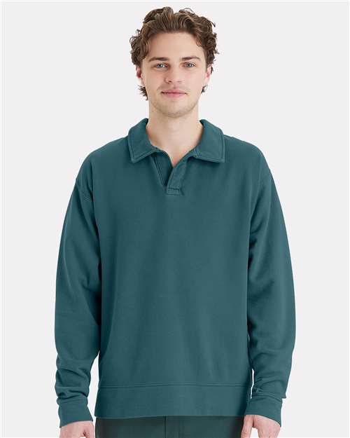 ComfortWash by Hanes Unisex Garment-Dyed Polo Collar Sweatshirt GDH490