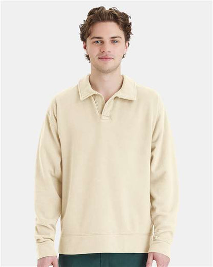ComfortWash by Hanes Unisex Garment-Dyed Polo Collar Sweatshirt GDH490