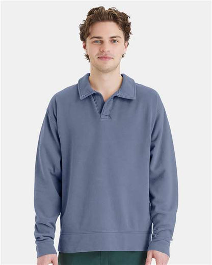 ComfortWash by Hanes Unisex Garment-Dyed Polo Collar Sweatshirt GDH490