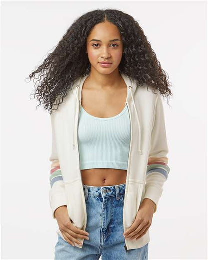 Women's Striped Sleeves Full-Zip Hooded Sweatshirt