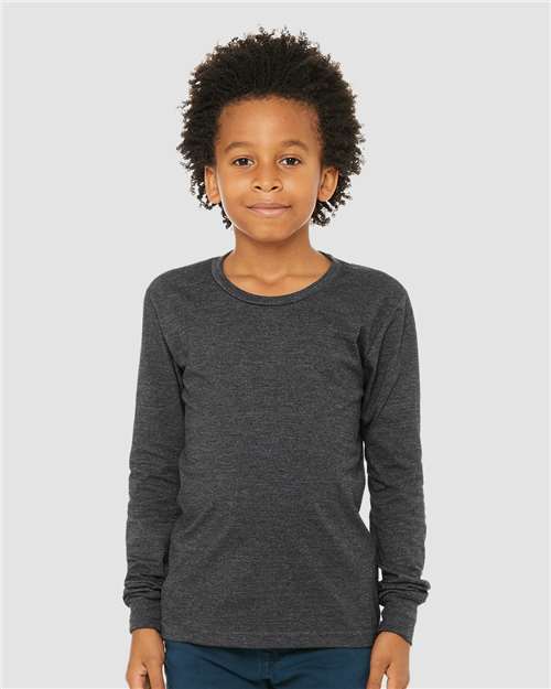 BELLA + CANVAS Youth Heather CVC Long Sleeve Tee 3501YCVC