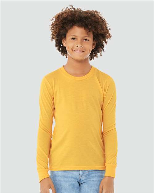 BELLA + CANVAS Youth Heather CVC Long Sleeve Tee 3501YCVC