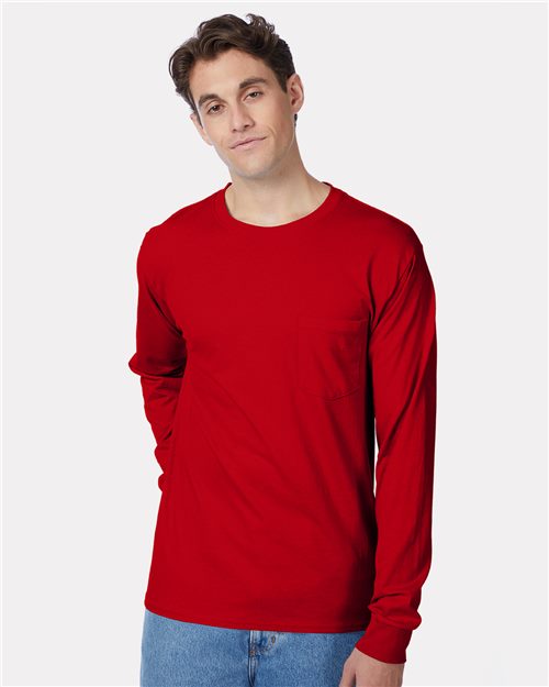 Hanes Men's Authentic Long Sleeve Pocket T-Shirt 5596