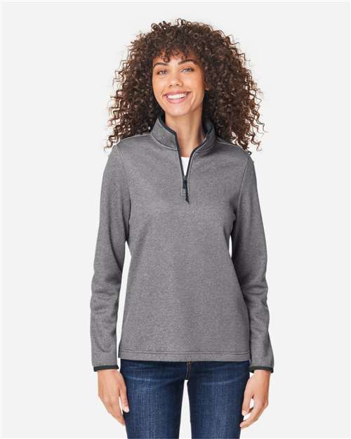 CORE365 Women's Venture Heathered Stripe Quarter-Zip Pullover CE73W
