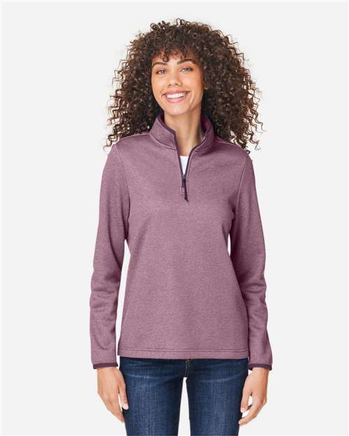 CORE365 Women's Venture Heathered Stripe Quarter-Zip Pullover CE73W