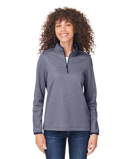 CORE365 Women's Venture Heathered Stripe Quarter-Zip Pullover CE73W