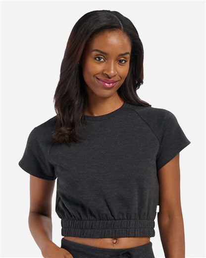 Women's French Terry Short Sleeve Cropped Crewneck Sweatshirt