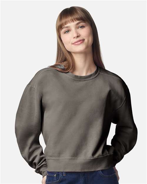 Women's Garment-Dyed Mid-Length Crewneck Sweatshirt
