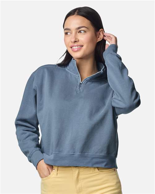 Comfort Colors Women's Garment-Dyed Mid-Length Quarter-Zip Sweatshirt 1580L