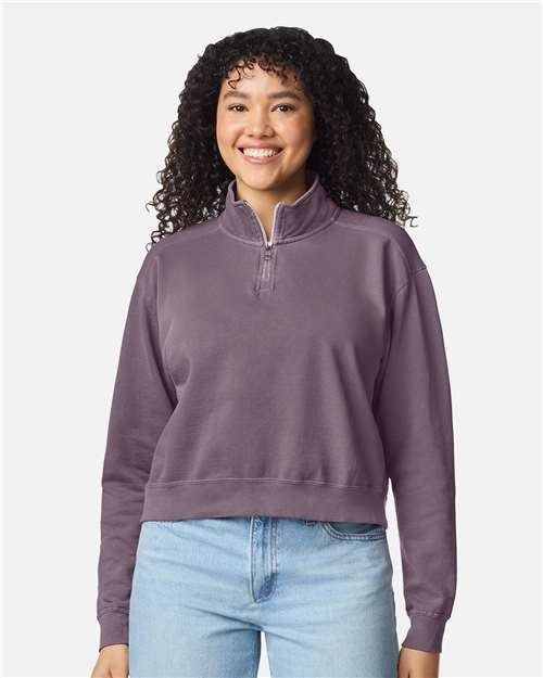 Comfort Colors Women's Garment-Dyed Mid-Length Quarter-Zip Sweatshirt 1580L