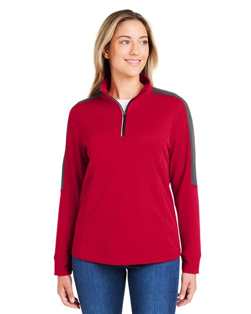CORE365 Women's Market Snag Protect Mesh Colorblock Quarter-Zip Pullover CE404W