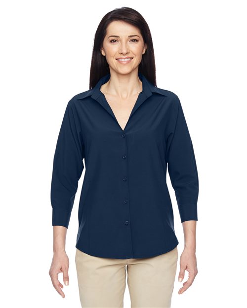 Harriton Women's Paradise Three-Quarter Pullover Sleeve Performance Shirt M610W